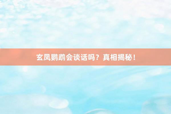 玄凤鹦鹉会谈话吗？真相揭秘！